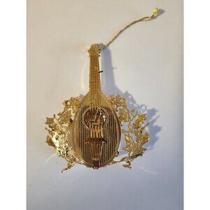 Danbury Mint 1998 MANDOLIN Christmas 3D Ornament Gold Plate Filigree Instrument